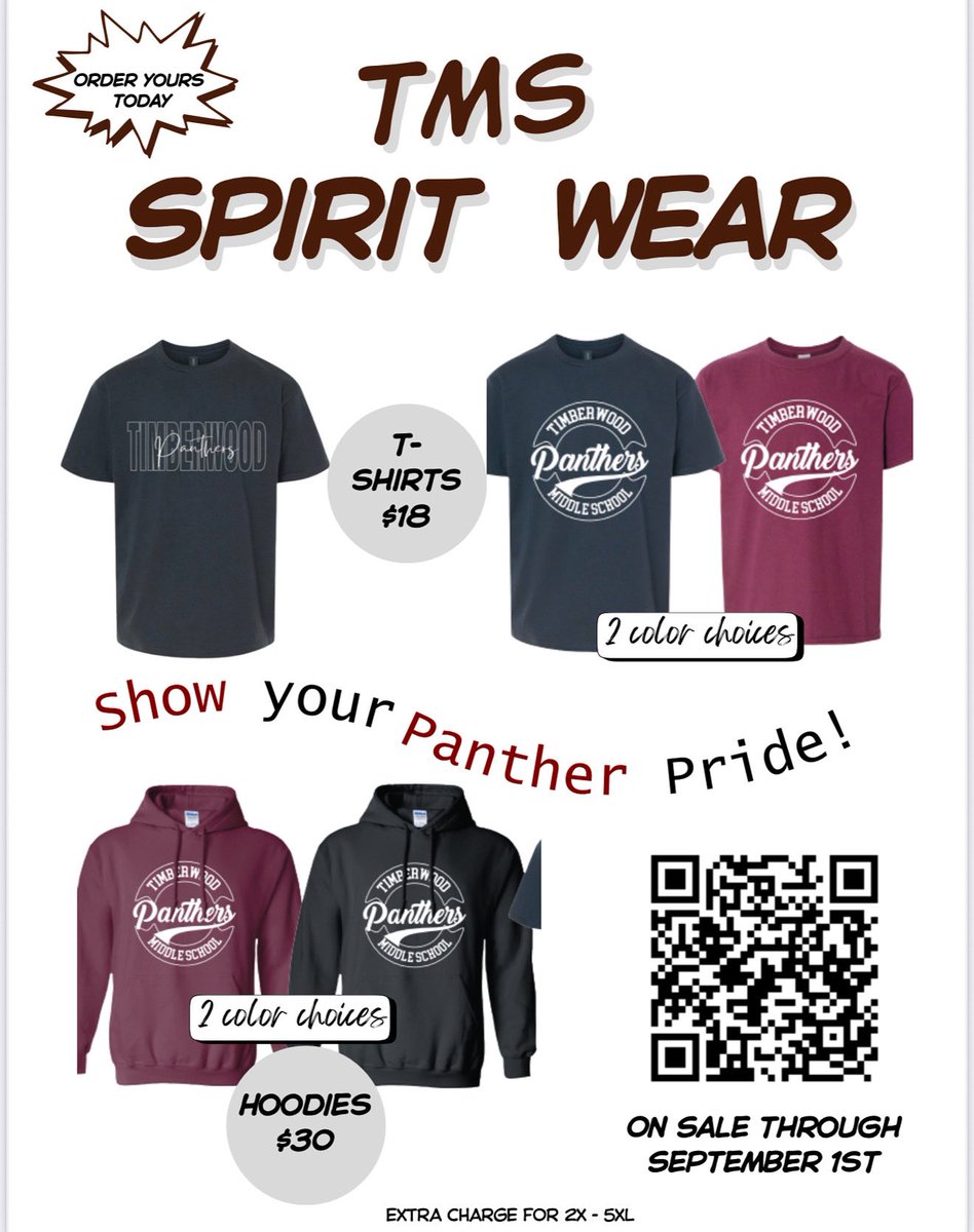 Timberwood Middle School PTA (@timberwoodpta) on Twitter photo Today is the last day to preorder your spirit wear and show your Panther Pride! ๐พ <a href="/HumbleISD_TMS/">Timberwood Middle</a>
#humbleisd_tms #tms_pta #PantherPride Today is the last day to preorder your spirit wear and show your Panther Pride! ๐พ <a href="/HumbleISD_TMS/">Timberwood Middle</a>
#humbleisd_tms #tms_pta #PantherPride