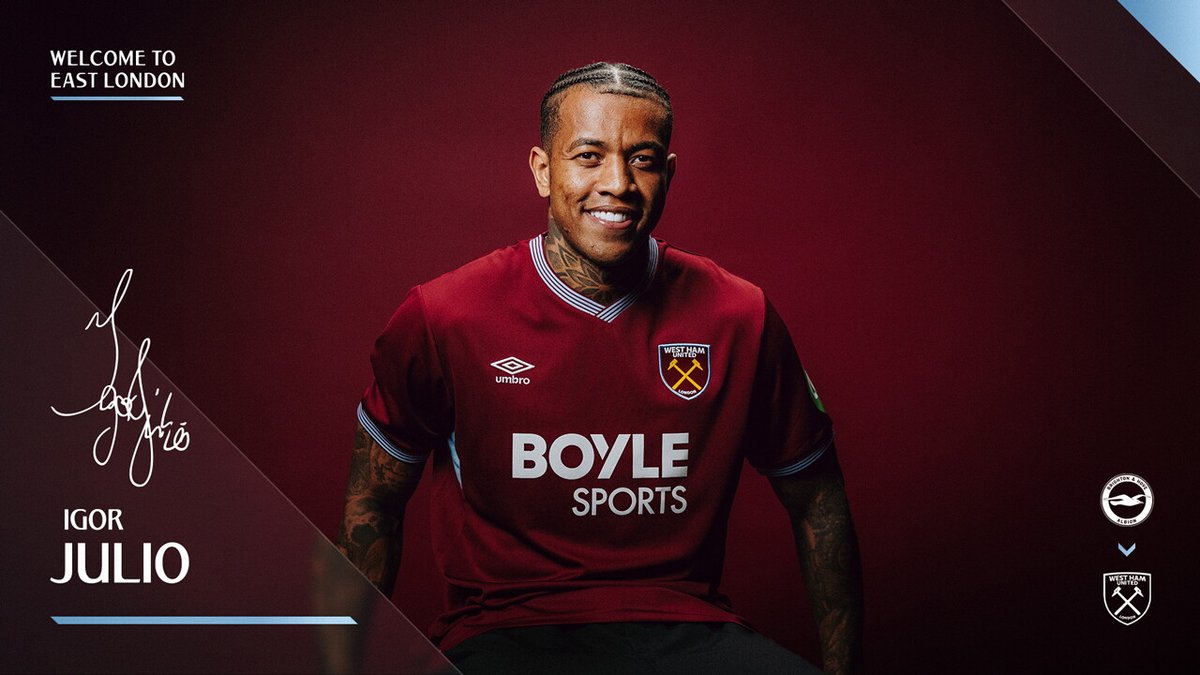✅✍🏻 رسميًا | نادي #وست_هام الانجليزي يتعاقد مع المدافع البرازيلي ايغور جوليو | 27 عام | لمدة موسم واحد على سبيل الإعارة قادما من نادي #برايتون الإنجليزي.

#DeadlineDay