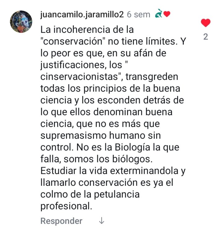 Jorge, ese cartel tarde que temprano lo vamos a desvertebrar. Conseguir dinero matando animalitos, es propio de sádicos psicópatas como usted y la tenebrosa bióloga <a href="/N_CastelblancoM/">Nataly Castelblanco</a>. 
Creí que no existían biólogos decentes en este país, pero si existen...
