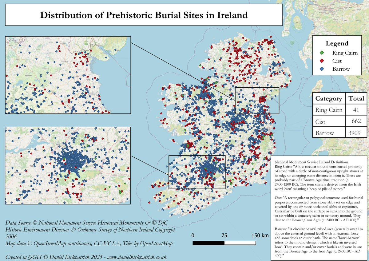 Distribution of Prehistoric Burial Sites In Ireland