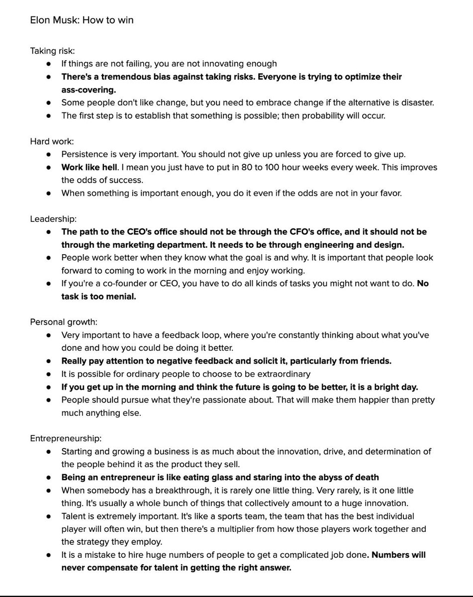 Elon Musk: How to win
MUST READ!