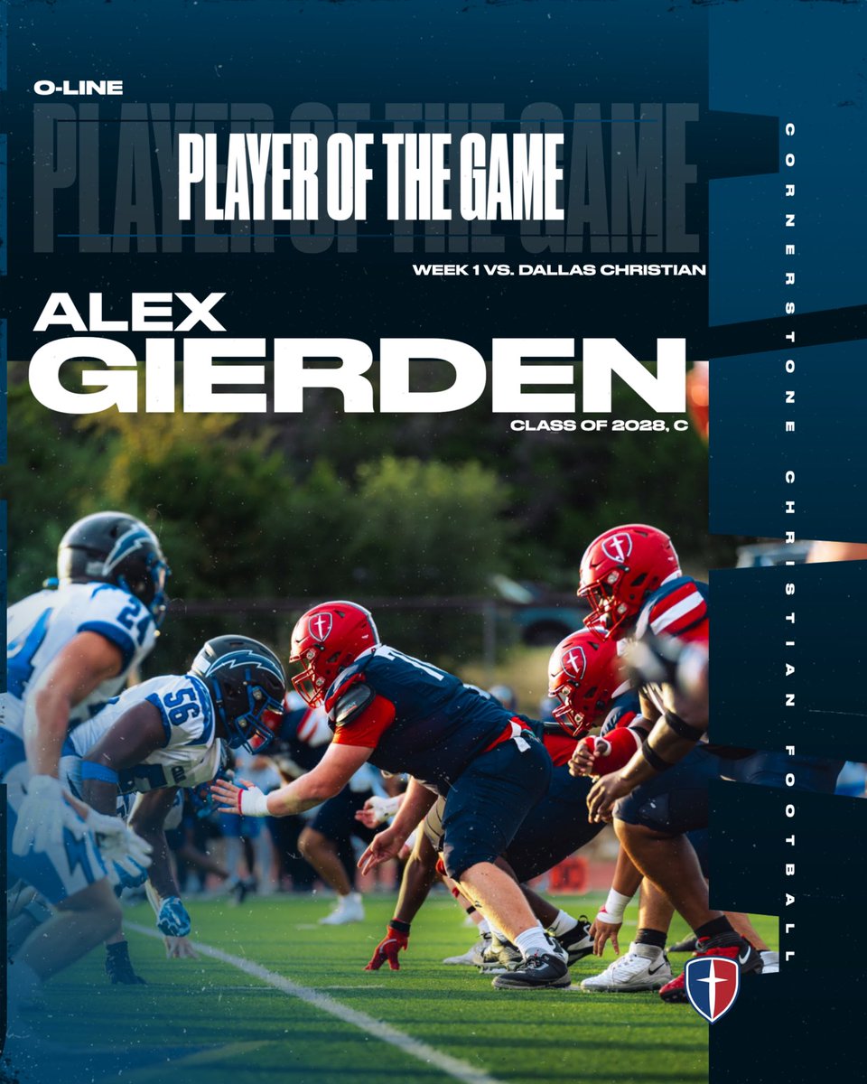 Cornerstone Warrior Football (@cornerstonefb) on Twitter photo Week 1️⃣ POTG | Warriors came to PLAY!
💥 Offense: 2028 RB Jaylen McKane <a href="/JaylenMckane/">Jaylen Mckane</a>
💥 Defense: 2027 S Elijah Fayall <a href="/ELIJAH_FAYALL/">Elijah ☘︎</a>
💥 ST: 2026 LB/DE Henry Guzman <a href="/hgchosen1/">Henry Guzman</a>
💥 O-Line: 2028 C Alex Gierden
<a href="/coach9cg/">Clayton Guillory</a> <a href="/CCSRecruitingFB/">Cornerstone Football Recruiting</a> Week 1️⃣ POTG | Warriors came to PLAY!
💥 Offense: 2028 RB Jaylen McKane <a href="/JaylenMckane/">Jaylen Mckane</a>
💥 Defense: 2027 S Elijah Fayall <a href="/ELIJAH_FAYALL/">Elijah ☘︎</a>
💥 ST: 2026 LB/DE Henry Guzman <a href="/hgchosen1/">Henry Guzman</a>
💥 O-Line: 2028 C Alex Gierden
<a href="/coach9cg/">Clayton Guillory</a> <a href="/CCSRecruitingFB/">Cornerstone Football Recruiting</a>