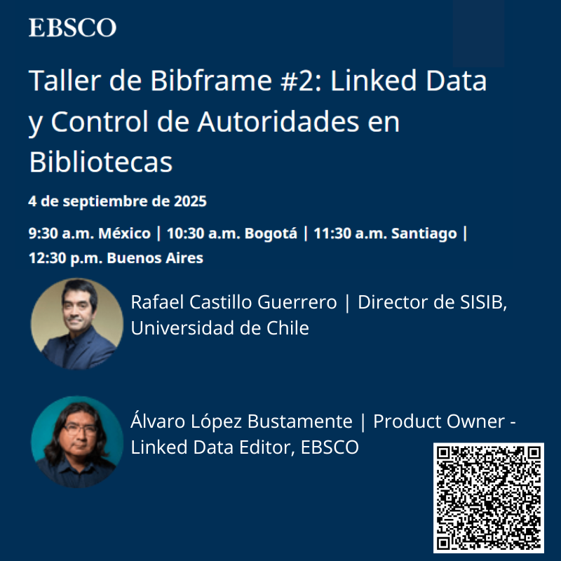 sisibuchile's tweet photo. 🔗¿Cómo mejora Bibframe la experiencia del usuario en bibliotecas?
Con Datos Enlazados, el acceso a la información es más preciso, contextual y conectado.
📚 Rafael Castillo @sisibuchile lo explicará en el Taller Bibframe
🗓️ 4 sept 🕚11:30 🇨🇱
Inscripción: https://t.co/LPZ5Xgjq5v https://t.co/InsOmJg0FJ