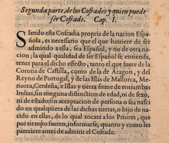 Definición de Nación Española en el Estatuto de la Cofradía de la Santísima Resurrección de la Nación Española de Roma, 1582: