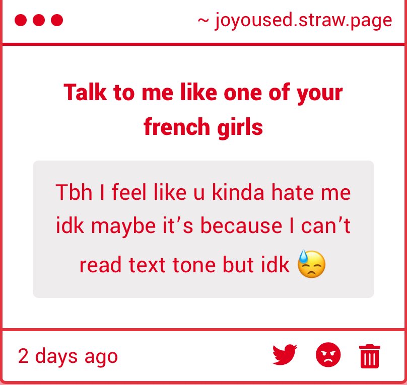 This is the second time I gotten a gimmick where someone thinks i hate them, if i hated you id block ya I promise youre probably fine twin