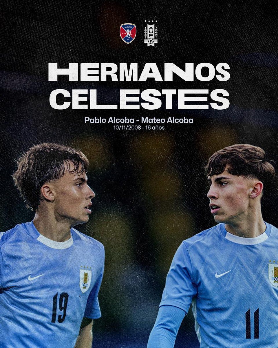 Con apenas 𝟭𝟲 𝗮𝗻̃𝗼𝘀, los hermanos 𝗠𝗮𝘁𝗲𝗼 𝘆 𝗣𝗮𝗯𝗹𝗼 𝗔𝗹𝗰𝗼𝗯𝗮 fueron invitados a entrenar con la 𝗦𝗲𝗹𝗲𝗰𝗰𝗶𝗼́𝗻 𝗠𝗮𝘆𝗼𝗿 𝗱𝗲 𝗨𝗿𝘂𝗴𝘂𝗮𝘆 @aufoficial 🇺🇾💙

Reconocimiento a su 𝘁𝗮𝗹𝗲𝗻𝘁𝗼 𝘆 𝘁𝗿𝗮𝗯𝗮𝗷𝗼, que nos llena de orgullo como club formador.