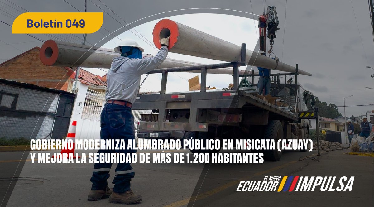 ✅[BOLETÍN DE PRENSA]

📍El Gobierno de #ElNuevoEcuador inició la modernización del alumbrado público en la entrada a Misicata, (Azuay), obra que mejorara la calidad de vida de más de 1 200 habitantes de esta zona.

🔸Más detalles en el siguiente enlace➡️ acortar.link/6cOr57