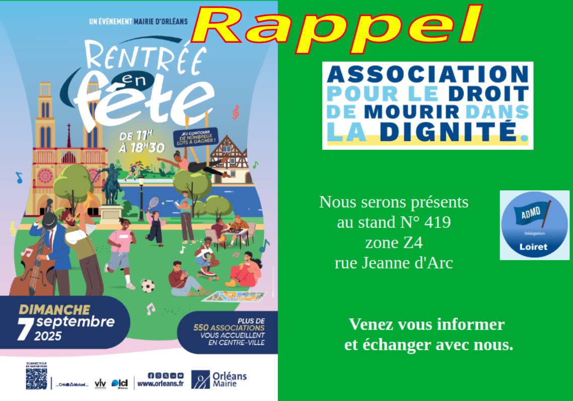 Orléans, ce dimanche <a href="/ADMDFRANCE/">Mourir dans la Dignité</a> #findevie