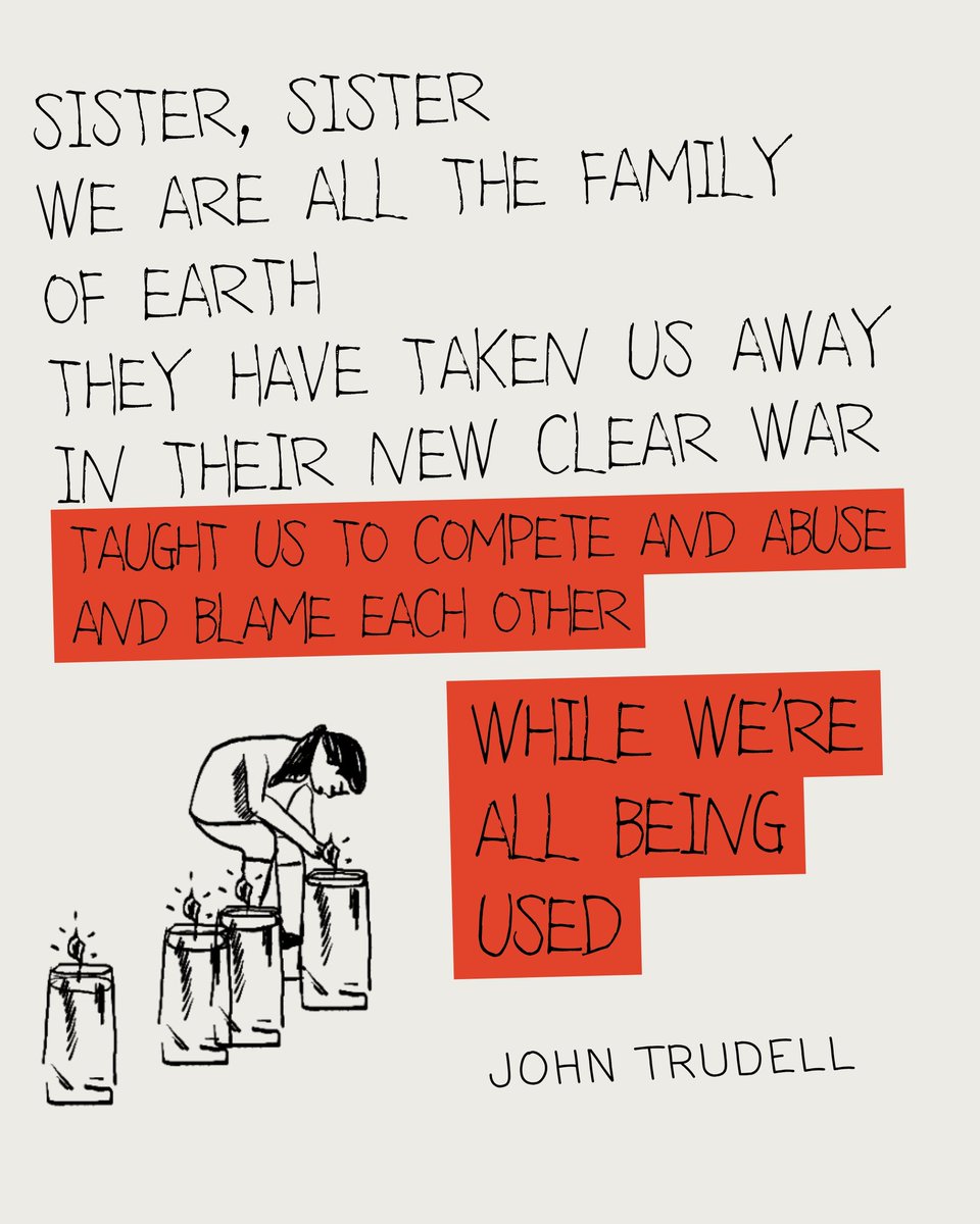 In his prophetic 1980 Thanksgiving address titled "Take Back the Earth", John Trudell (1946 - 2015; Activist, poet and actor) had warned us of the reality we are living now almost 4 and half decades earlier: clearly stating in his talk "The modern humans are walking dead" that