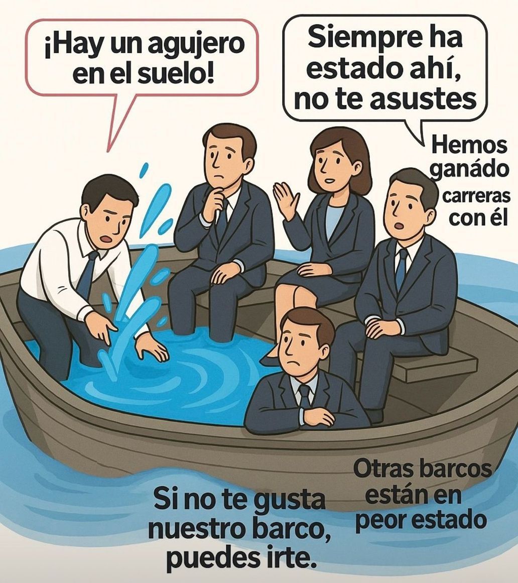 La resistencia al cambio y la inercia organizativa necesita mucha evidencia para que haya una "urgencia" para generar el cambio sea percibido cómo necesario