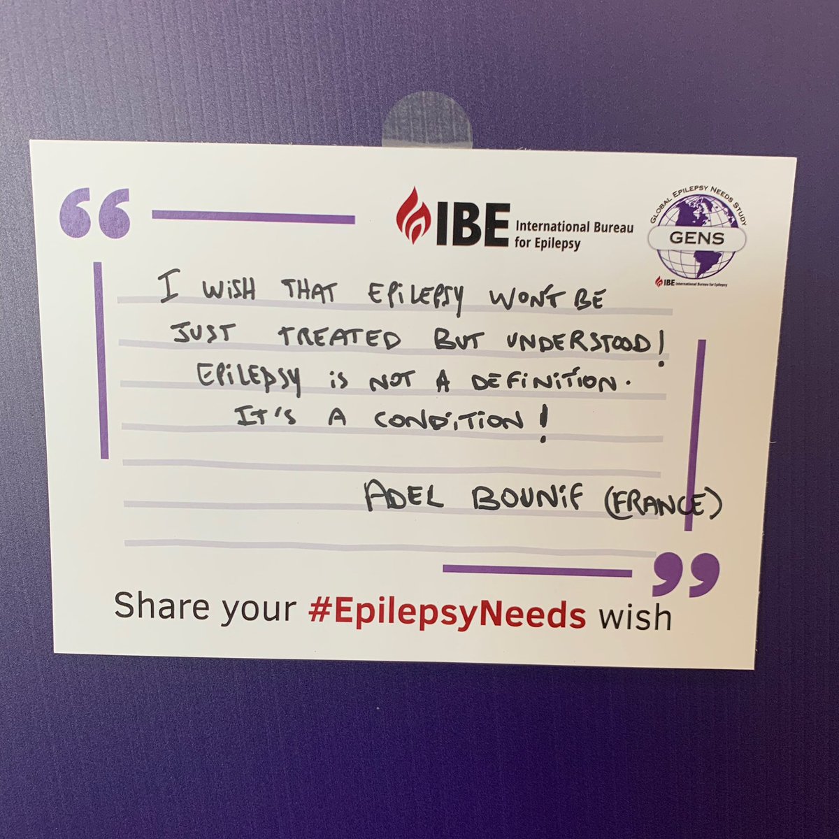 adelssane's tweet photo. Wishing Wall 🤞I wrote my wish a on a wish card to address the needs of people with #epilepsy and their #caregivers 💌Thank you @IBESocialMedia for taking #EpilepsyNeeds accross the World 🌍 #EpilepsyAwareness #EpilepsyVoices #Epilepsyadvocacy #epilepsyismorethanseizures #brain https://t.co/wPsJG6wEFr