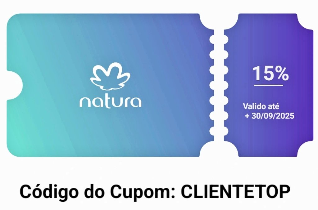 🎉  Novo cupom 15% desconto Natura disponível!

🏷️ Use o cupom: CLIENTETOP

🔗natura.com.br/consultoria/ta…

✨Para aplicar o cupom é necessário selecionar o consultor TAVIOCONSULTOR no site ou App Natura, ou comprando através do link acima✨ 
 
#ConsultordigitalNatura #Deusnocomando