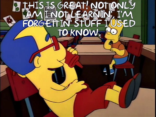 ImportantCog's tweet photo. Milhouse describing my current relationship to pop culture https://t.co/iQMOpZT510