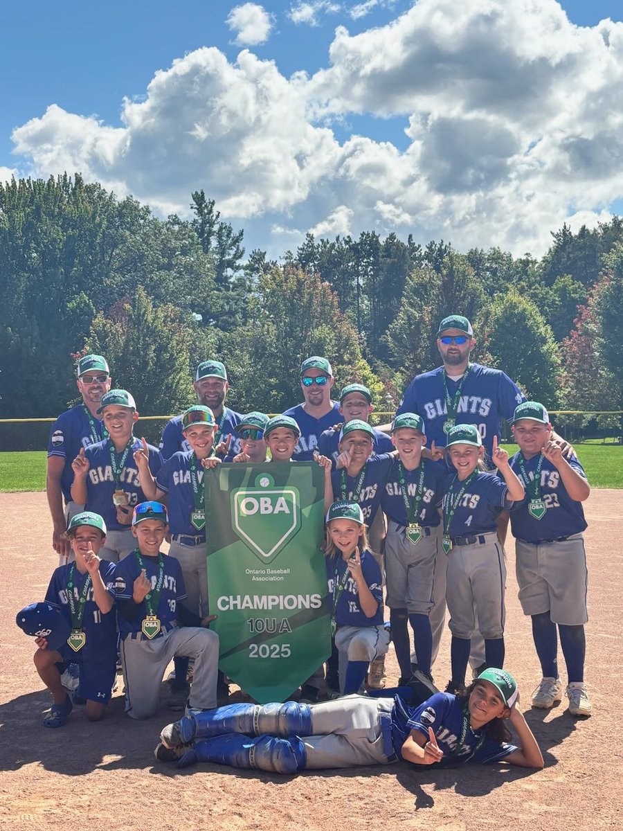 Simcoe~SR~Giants (@simcoesrgiants) on Twitter photo So proud of the <a href="/SimcoeBaseball/">Simcoe Minor Baseball Association</a> Giants - 2025 OBA 10U ‘A’ Champs!! Way to go Giants!!! Undefeated going 6-0 with great plays on defense & big bats on offense. Top of the order to the bottom of the order - contributions from all 12 players all weekend long! <a href="/BaseballOntario/">Baseball Ontario</a> So proud of the <a href="/SimcoeBaseball/">Simcoe Minor Baseball Association</a> Giants - 2025 OBA 10U ‘A’ Champs!! Way to go Giants!!! Undefeated going 6-0 with great plays on defense & big bats on offense. Top of the order to the bottom of the order - contributions from all 12 players all weekend long! <a href="/BaseballOntario/">Baseball Ontario</a>