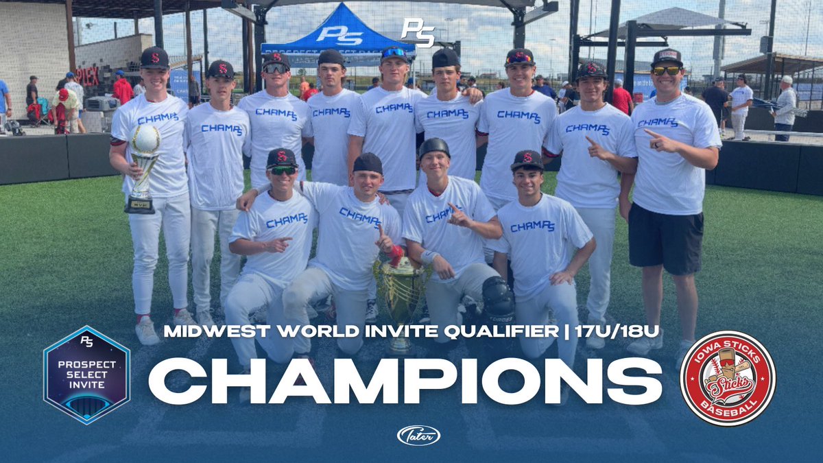Prospect Select (@psbaseballinc) on Twitter photo Midwest World Invite Qualifier 17U/18U Champions | Iowa Sticks 2026 🏆
<a href="/IowaSticks/">Iowa Sticks Baseball</a> x #TheBestPlayHere Midwest World Invite Qualifier 17U/18U Champions | Iowa Sticks 2026 🏆
<a href="/IowaSticks/">Iowa Sticks Baseball</a> x #TheBestPlayHere