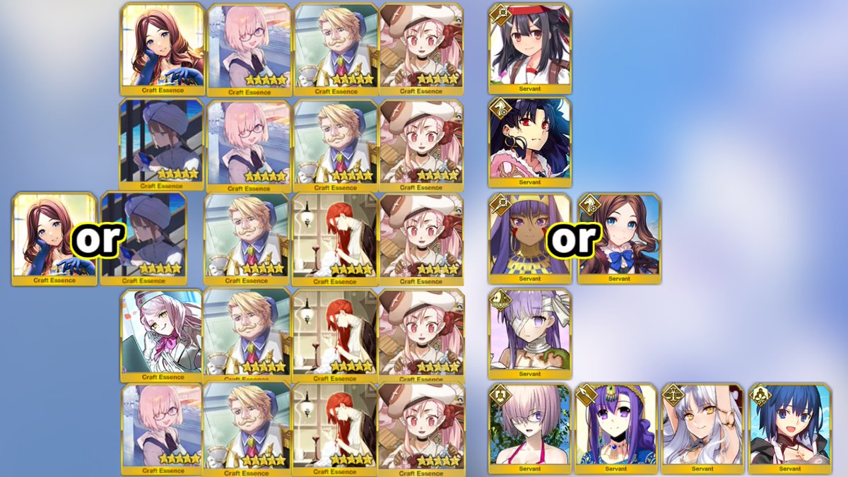 xiaoyu0826's tweet image. 新マナプリ礼装「異星の神」を含む、絆4重ボーナス対象鯖のまとめです。

参考にどうぞ！
#FGO