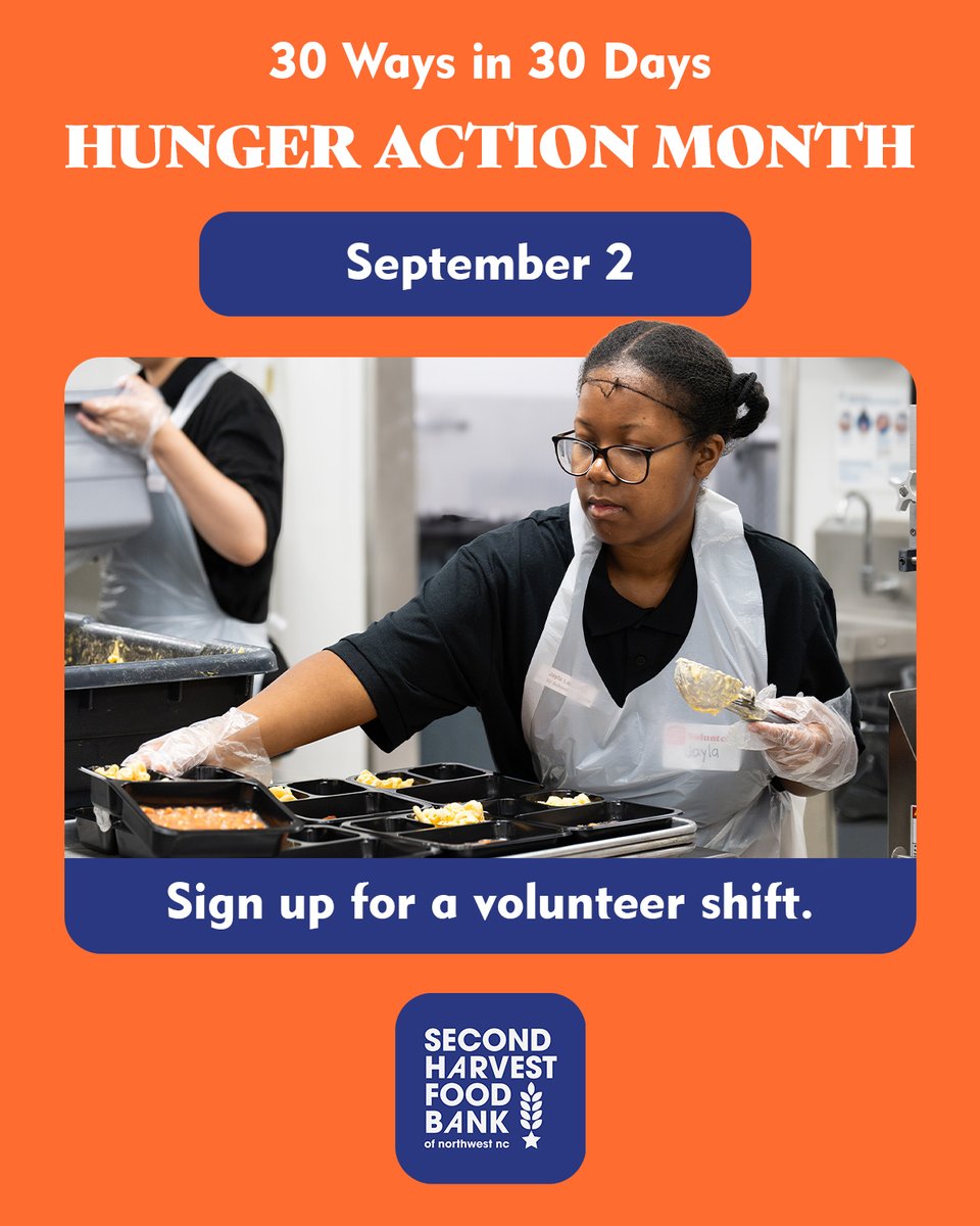Your hands can move hope. 🙌 Sign up for a volunteer shift at our warehouse or with a partner pantry today! 🔗 SecondHarvestNWNC.org/volunteer
#Volunteer #HungerActionMonth