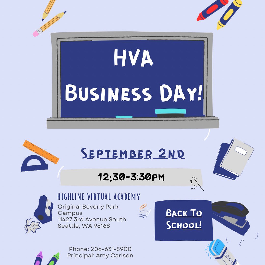 ALL Students: Pls come visit us Sept. 2nd for Business Day from 12:30-3:30 PM!  

⭐️Pick up back-to-school supplies, planners, get tech support, &amp; meet your advisor.
⭐️Sept. 12th required for in-person i-Ready testing for 6th-9th graders.
⭐️In-district transportation is available