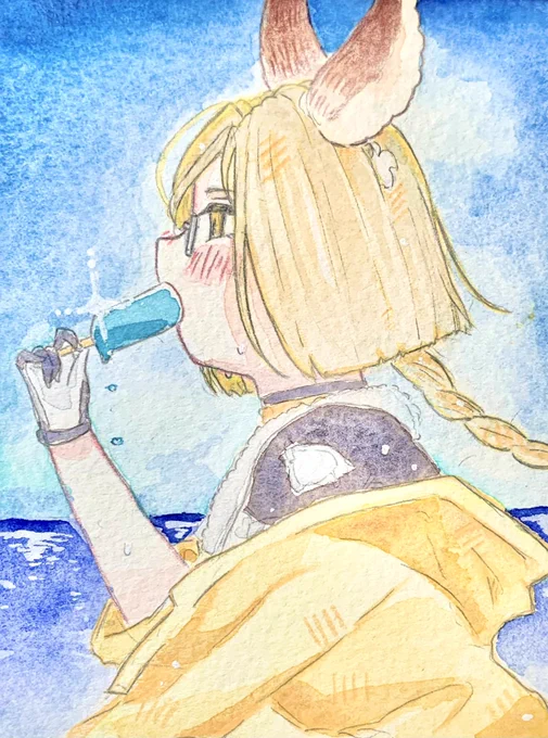 水着ルオー 9月だけどまだまだ暑いですね…… #グラブルファンアート #グラブル