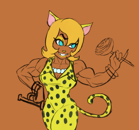 my dumb brain had an idea "would be nice and fun to draw lesser know SEGA's ladies with muscles, oh this one looks nicesu"