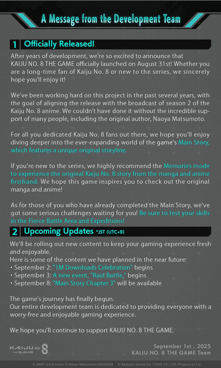 KAIJU NO. 8 THE GAME Now Released! -Official- tweet media