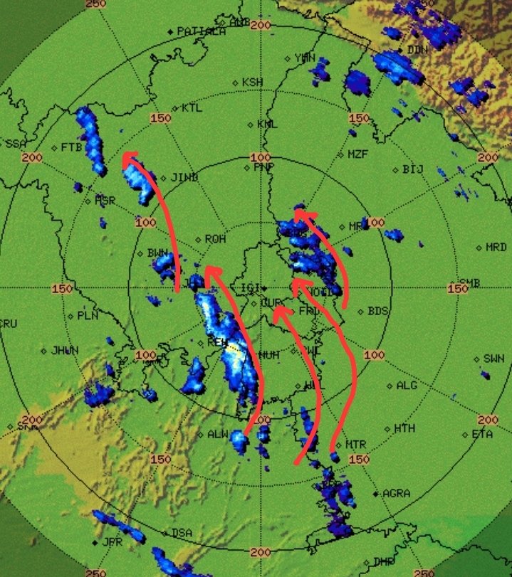 Latest #Delhi NCR update 8:45am: 
• Dry and cloudy conditions till 10am 
• Fresh spells of moderate to heavy showers expected in #Gurgaon and parts of #Delhi after 10:30am into evening hours 
• In #Faridabad #Noida and #Ghaziabad during noon into evening hours. 
• Some