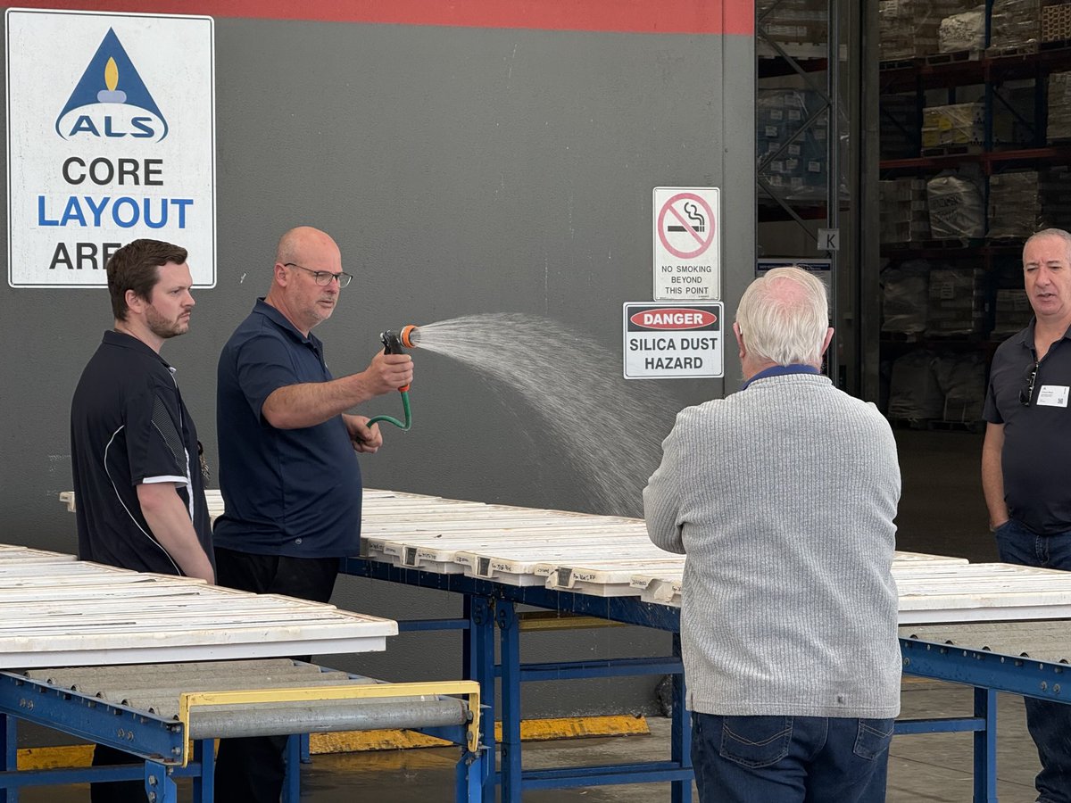 After travelling nearly 2,000km to get to Perth, drill core being laid out and being inspected by geologists.