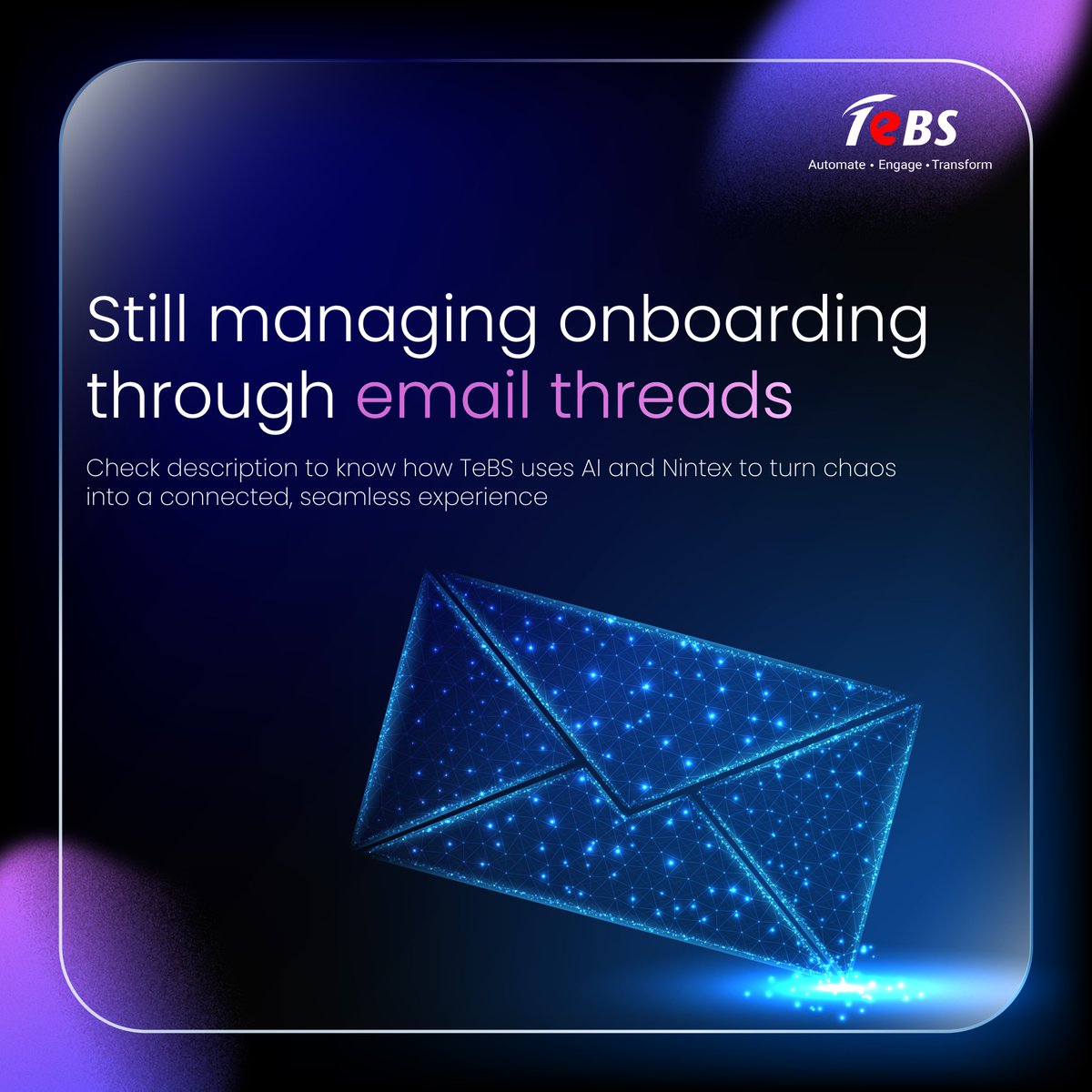 Total_ebiz's tweet image. HR teams need faster, efficient onboarding without losing the human touch. TeBS combines AI and Nintex to automate tasks and communications, making onboarding smoother and scalable. Know more:

totalebizsolutions.com/services/onboa…

#AIinHR #SmartOnboarding #HRTransformation