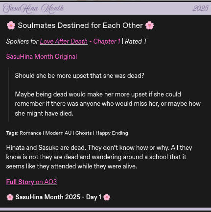 Love After Death [SasuHina]
archiveofourown.org/works/68511316
#sasuhina #sasuhinamonth2025 #Day1