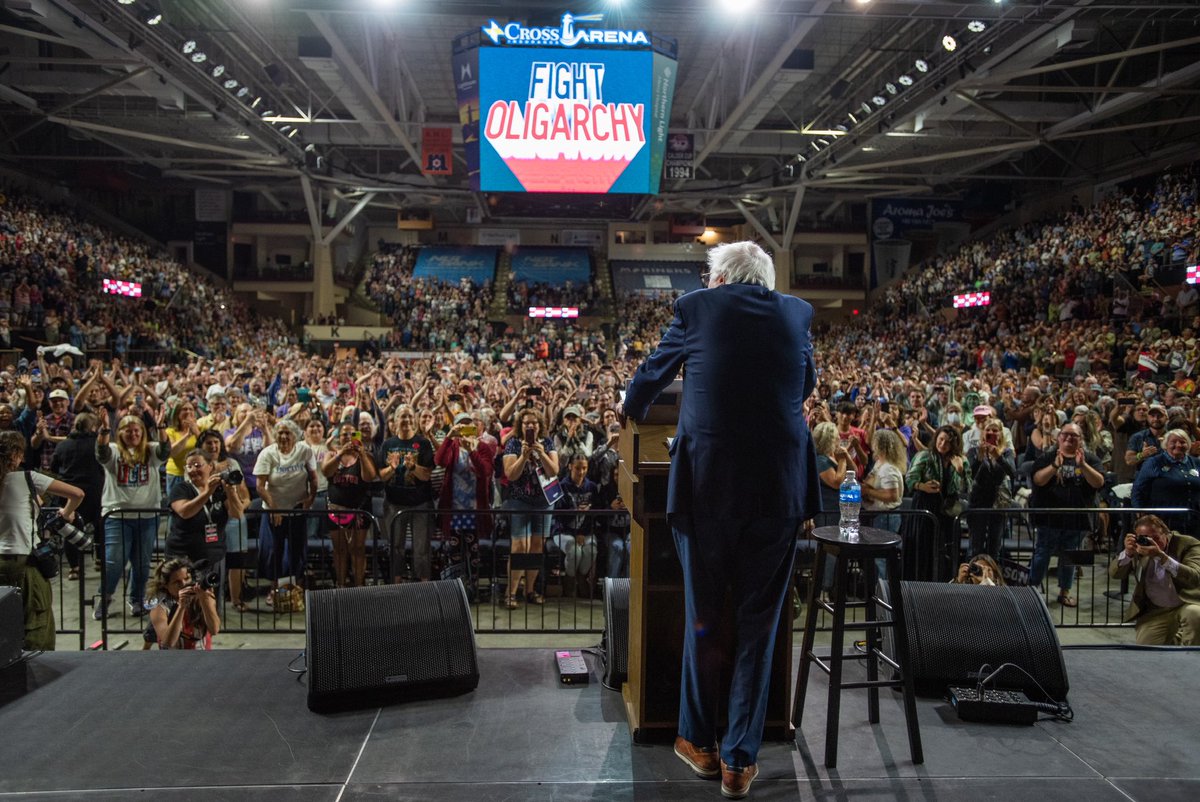 Anna Bahr (@anna_bahr) on Twitter photo This is the 20th state <a href="/BernieSanders/">Bernie Sanders</a> has visited since his Fighting Oligarchy tour began in February.
He has traveled to California and Maine and many, many places in between.
34 rallies. ~300,000 Americans have turned out to hear him speak. This is the 20th state <a href="/BernieSanders/">Bernie Sanders</a> has visited since his Fighting Oligarchy tour began in February.
He has traveled to California and Maine and many, many places in between.
34 rallies. ~300,000 Americans have turned out to hear him speak.