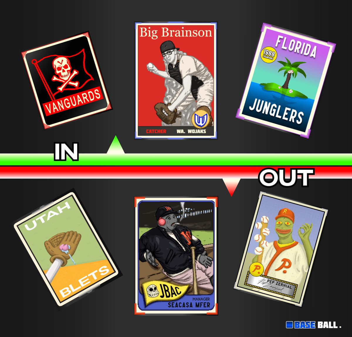 ⚾️BASE BALL CARDS⚾️
MONDAY ROTATION
NEW CARDS
NEW MECHANIC
IN <a href="/wieldlabs/">vibe.market (Wield Labs)</a> 
DONT ASK WHEN THIS CARDS WILL RETURN.
A NEW REASON TO THINK WHAT TO DO WITH YOUR CARDS…
EVEN THE COMMONS.
ALREADY AVAILABLES 
vibechain.com/market/base-ba…