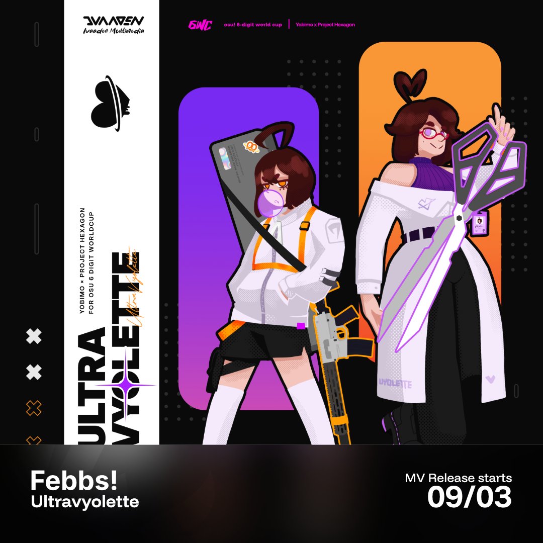 🏆 Oh, we're not done yet - actually, THERE'S MORE!

#osugame 6WC 2025 showcased the second Yobimo custom track for the tournament - this time by Febbs! along with the Ivaaden Family~ 

Here comes the ULTRAVYOLETTE! 💜

MV Release starts at 09/03!
