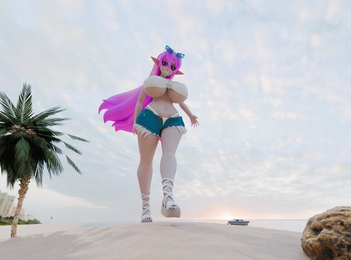 Stroll on the beach 

Vi, oc belongs to <a href="/Renderp3/">Ren_der_p (commissions slots full)</a> 

#Sizetwitter #巨大娘 #giantess