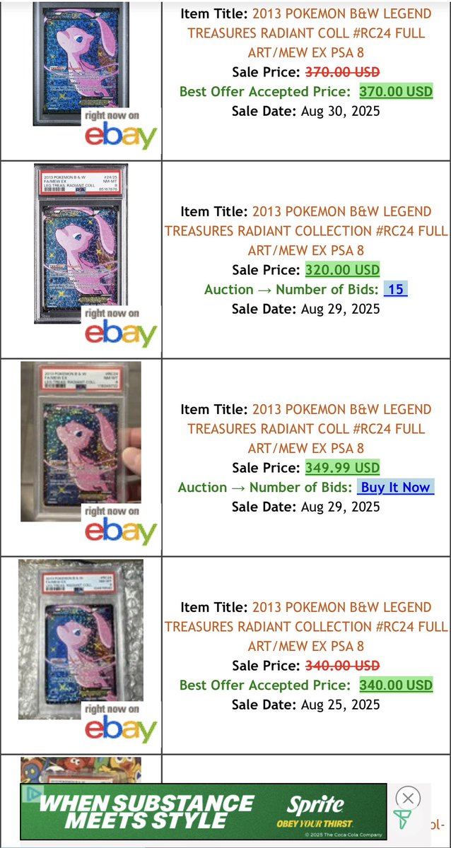 Putting this PSA 8 Radiant Collection Mew slab back up for sale 

Asking $335 🚢 , last sold $370

ships same day in a small box 🙏