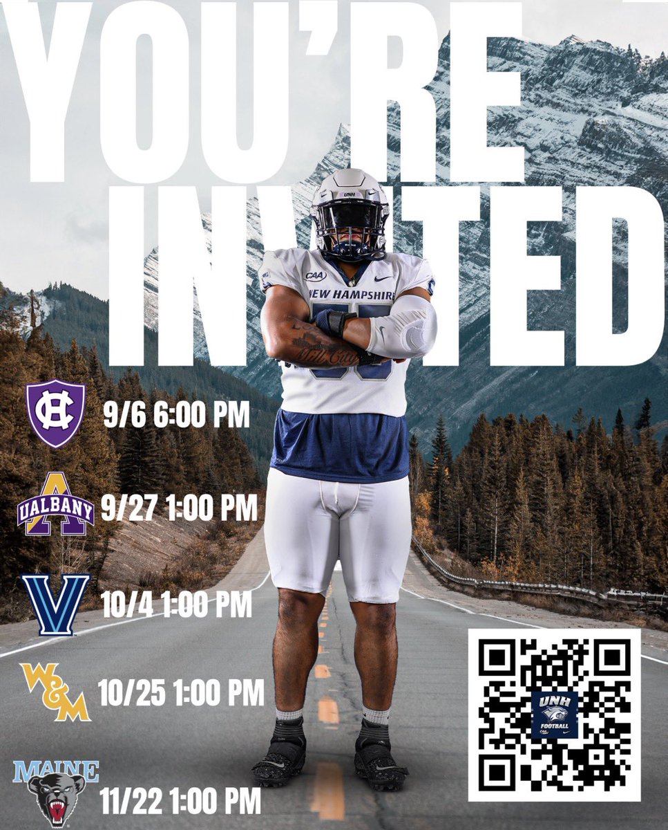 Extremely grateful for an gameday invite from <a href="/603Recruiting/">New Hampshire Football Recruiting</a> and <a href="/UNH_Football/">New Hampshire Football</a>. Very excited to see University of New Hampshire and see what they have to offer.