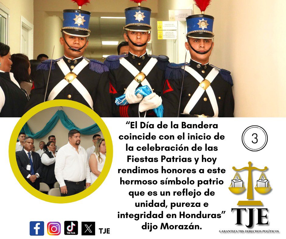🇭🇳El TJE celebró este día el inicio de las Fiestas Patrias y el Día de la Bandera bajo un ambiente de civismo, respeto y con claro apego al amor por Honduras.