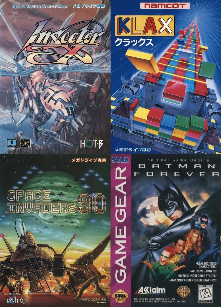 segaretrobr's tweet photo. Hoje, 07/09, é aniversário de 35 anos de Insector X, Klax e Space Invaders 90 (Mega Drive, 1990), e 30 anos de Batman Forever (Mega Drive e Game Gear, 1995)!
#insectorx #klax #spaceinvaders #batmanforever #hotb #namco #taito #acclaim #megadrive #gamegear #sega #retro https://t.co/6Qdlld67P3