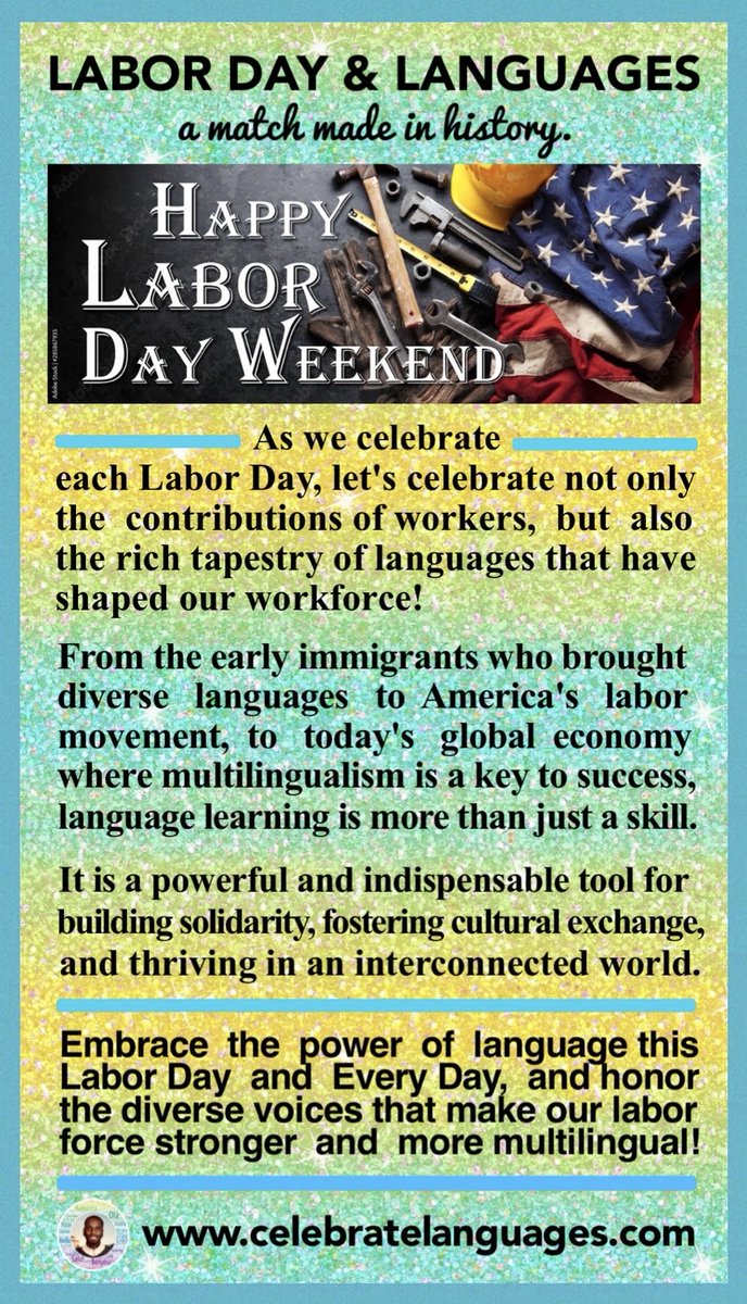 Happy Labor Day! Feel free to read the short content of this post, and to re-tweet it, and share it with family, friends and colleagues. ¡Muchas gracias!🙏🏾 ⁦<a href="/actfl/">ACTFL</a>⁩ ⁦<a href="/AATSPglobal/">AATSP</a>⁩ ⁦<a href="/NECTFL/">NECTFL</a>⁩ ⁦<a href="/CT_COLT/">CT Council of Language Teachers</a>⁩ #langchat