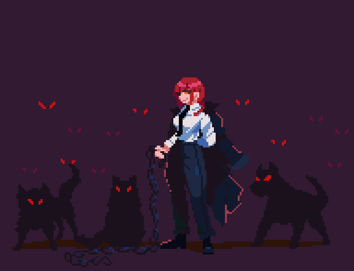 Makima is listening, 2025/2022 version #pixelart