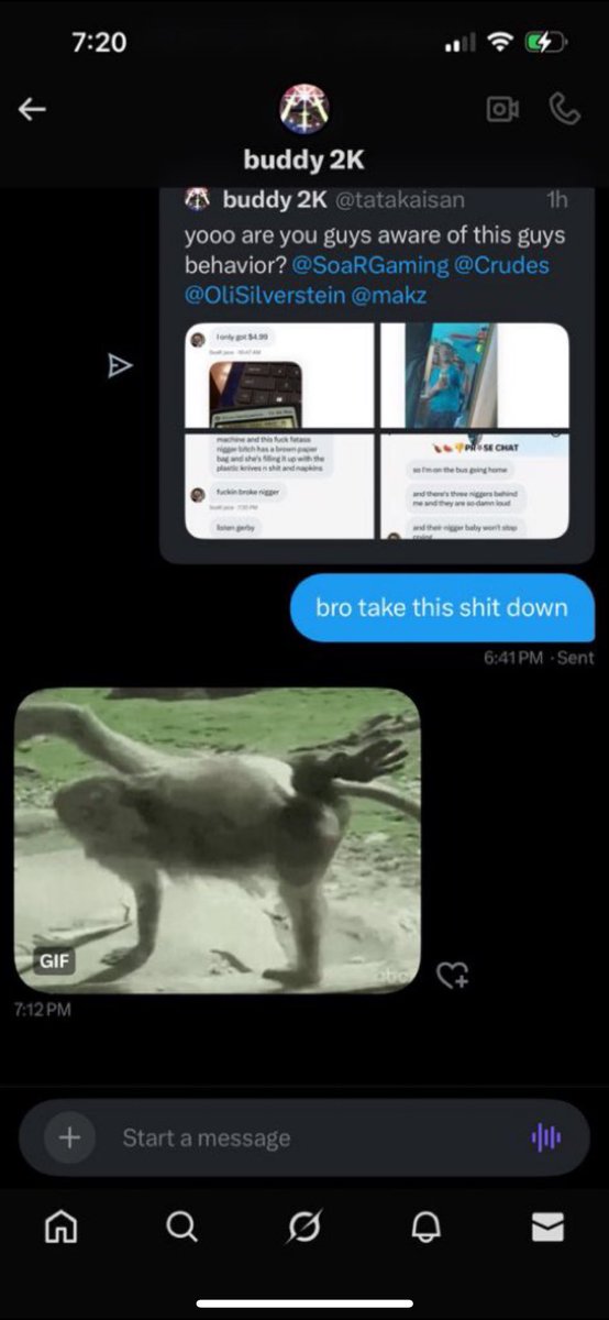 dihzey's tweet photo. @tatakaisan @SoaRGaming @Crudes @OliSilverstein @makz @tatakaisan care to comment on why you didnt blur the guys face and responded coincidently with a monkey gif? https://t.co/n4hNxqcA3N