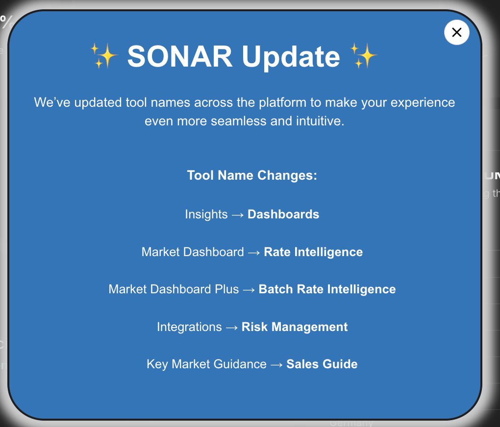 We are working to simplify the SONAR user interface, making it easier to navigate. 

One of the newest updates is changing the names of the features to their obvious functions.