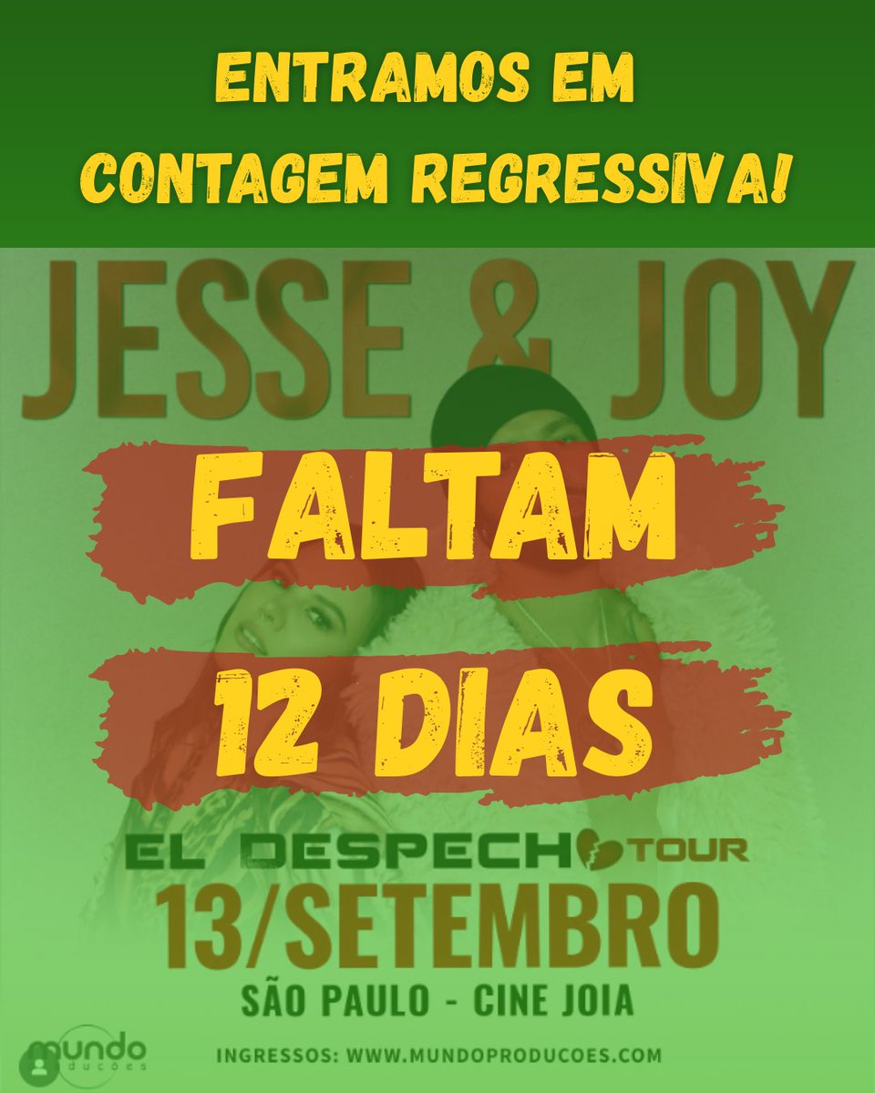 JesseyJoyBR's tweet photo. Começando setembro como???? NO PURO SUCO DA ANSIEDADE, contagem regressiva pra esse sonho se tornar realidade 💚💛 quem aqui já tá com ingresso na mão?? https://t.co/YnNRhf9rYy