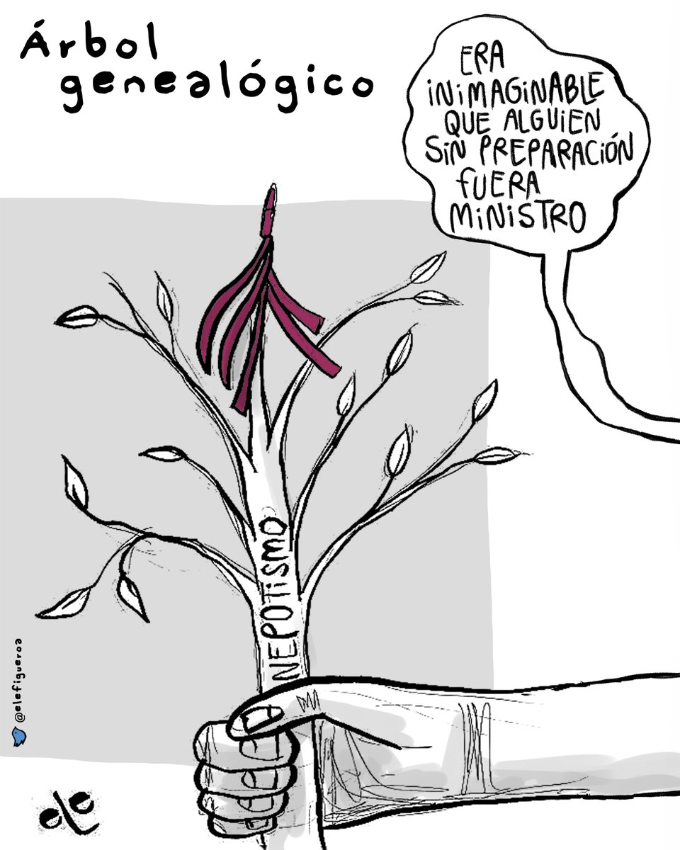 girodetuercamx's tweet image. El #NuevoPoderJudicial llega sin #Preparación, pero con muchos #Familiares y #Amigos

#ÁrbolGenealógico, cartón de  @elefigueroa