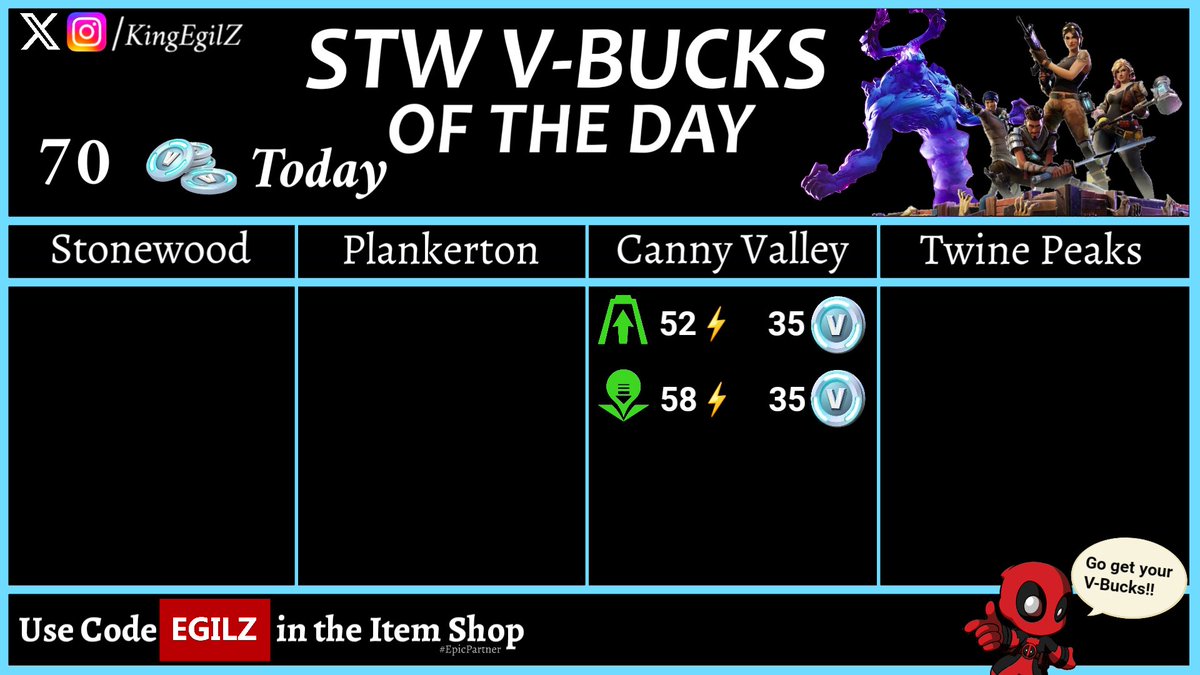 2/9/2025 - V-BUCKS of the day in STW 

70 V-BUCKS