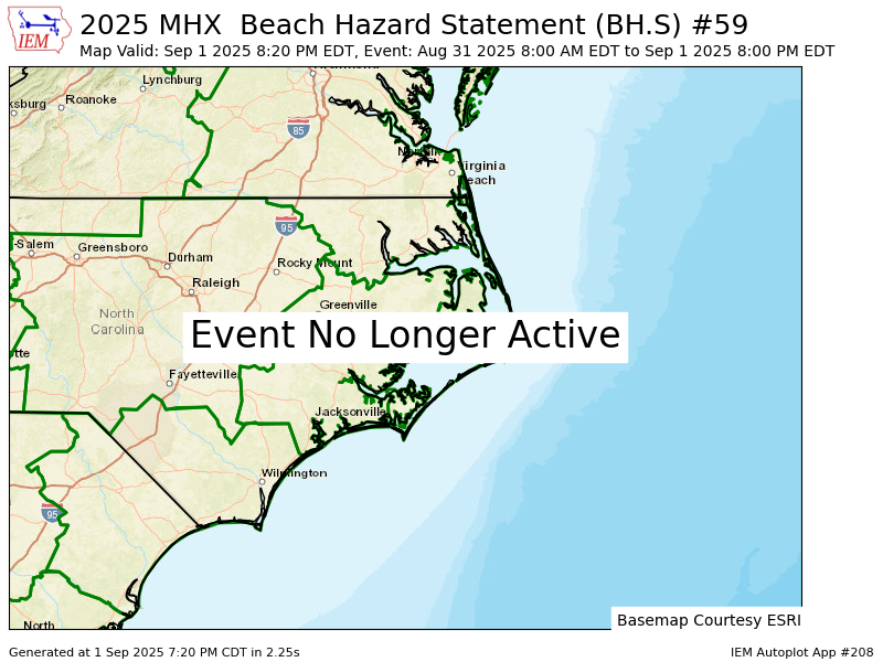 MHX expires Beach Hazard Statement for East Carteret, Hatteras Island, Northern Outer Banks [NC] mesonet.agron.iastate.edu/vtec/f/2025-O-…