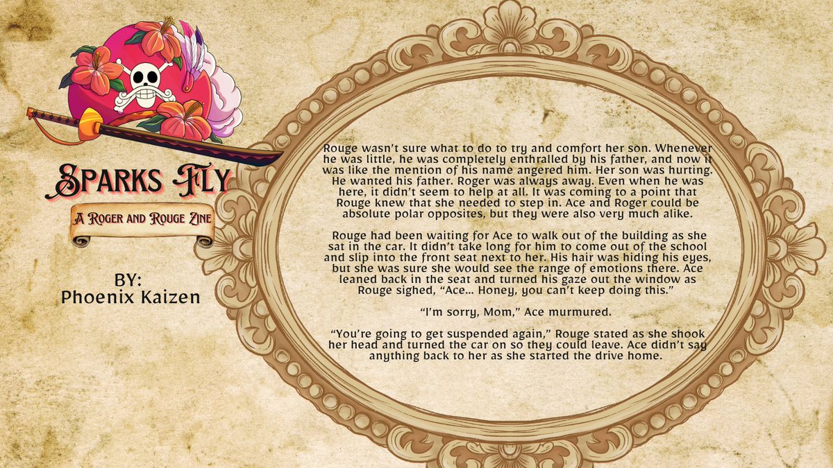 Preview for "Surprises" from <a href="/SparksFlyZine/">Sparks Fly - A Roger and Rouge Zine - Completed</a> (Roger x Rouge) that comes with a spot art from the brilliant Omegami!
Title: Surprises
Modern AU