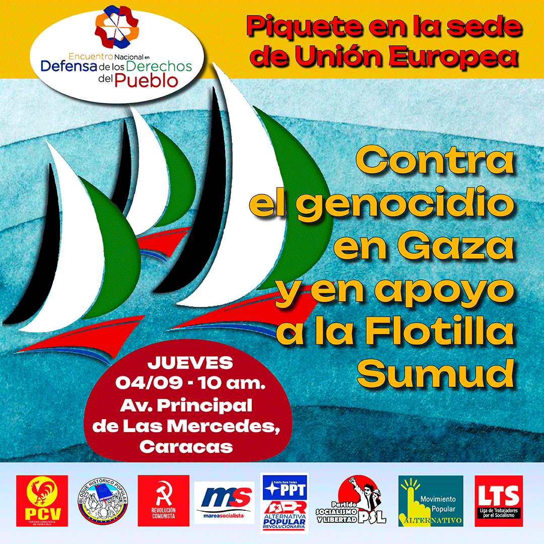 Junto al Encuentro en defensa de los derechos del pueblo <a href="/DignidadVe/">Movimiento por la dignidad popular</a> y otras organizaciones de izquierda estaremos en la sede de la Unión Europea en Caracas 🇻🇪 en solidaridad con el pueblo palestino este jueves 4 de septiembre desde las 10 AM <a href="/UitCi/">UIT-CI</a>