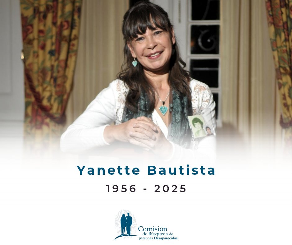 Lamentamos el fallecimiento de Yanette Bautista, incansable mujer buscadora, valiente defensora de derechos humanos y de las familias de las personas desaparecidas. 
Su legado de lucha, esperanza y dignidad seguirá iluminando el camino hacia la verdad y la justicia. 🕊