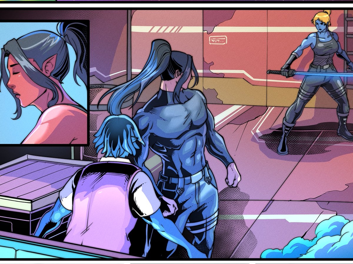 Page 1 of Issue 2 is now up on ComicFury!  

Ja and Xavian face off against the assassin...

The Comic:
…ythroughblackskies.thecomicseries.com/comics/1       

Art by <a href="/SkyFantasyStdio/">SkyFantasy(OPEN COMMISSION)</a>
Lettering by <a href="/RecklessGleason/">Mighty Mascots #10 & Breakfast Brawlers on IGG!</a>

#WritingCommunity #webcomic #comicfury #comics2025 #ComicArt #scifiart #2dart #Promo