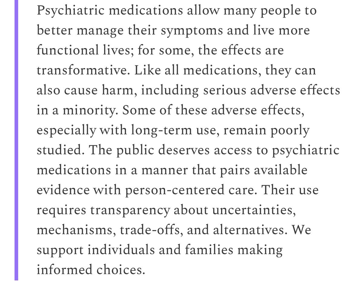 Awais Aftab (@awaisaftab) on Twitter photo On Aug 28, 2025, <a href="/APApsychiatric/">American Psychiatric Association</a> issued a brief statement on X assuring the public of the efficacy and safety of psychiatric medications. What could a better statement have looked like? One that was trying to make some effort at repairing public trust?
Hereās my attempt: On Aug 28, 2025, <a href="/APApsychiatric/">American Psychiatric Association</a> issued a brief statement on X assuring the public of the efficacy and safety of psychiatric medications. What could a better statement have looked like? One that was trying to make some effort at repairing public trust?
Hereās my attempt: